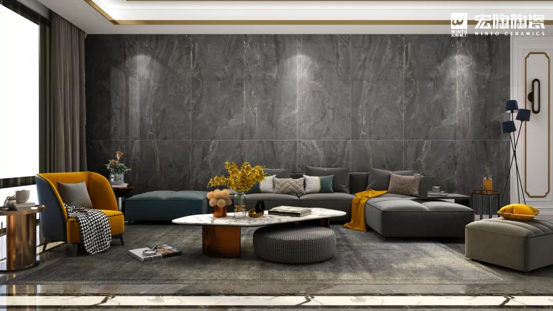 hjc888黄金城大板TPGMW157036（卡尔灰）瓷砖地砖效果图