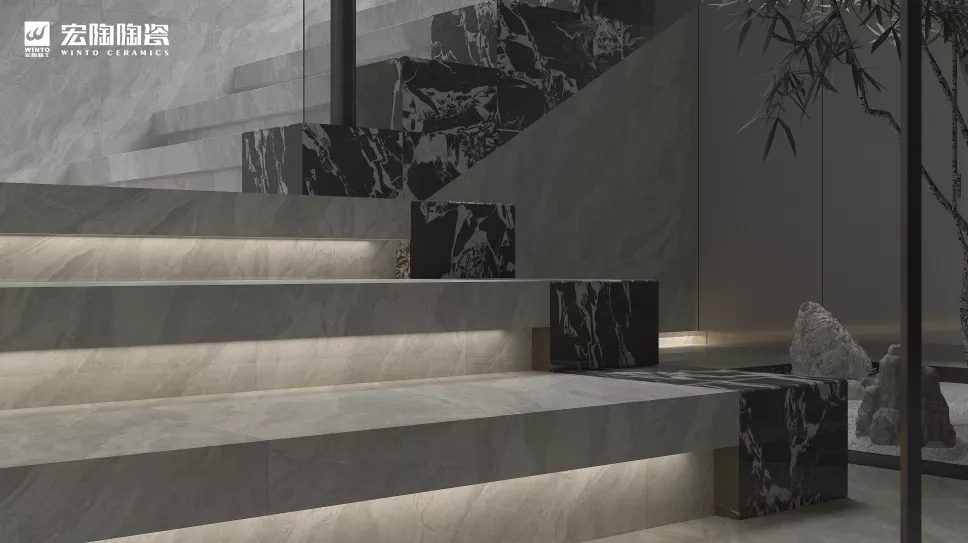 hjc888黄金城奥尼灰瓷砖地砖装修效果图