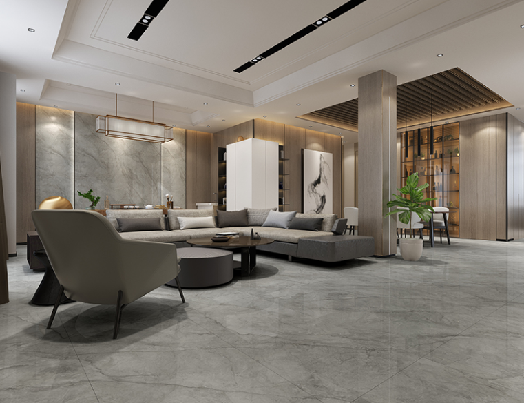 hjc888黄金城岩板新中式客厅地砖装修效果图