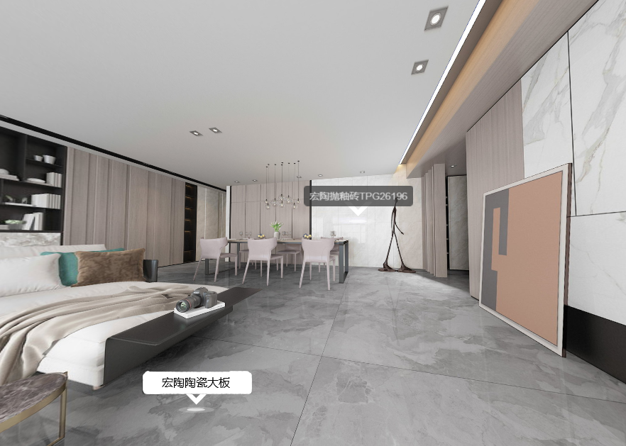 hjc888黄金城陶瓷大板客厅地砖装修效果图