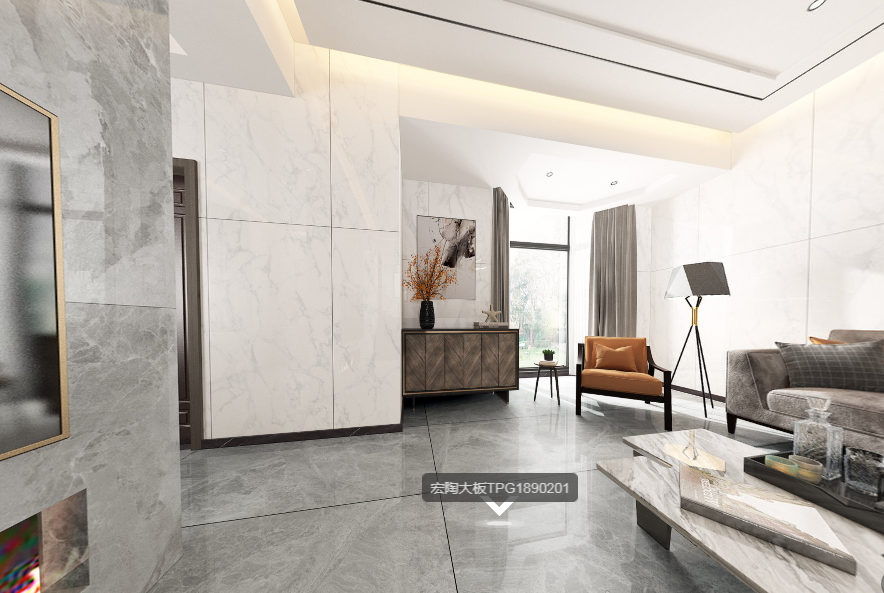 hjc888黄金城陶瓷大板客厅地砖装修效果图