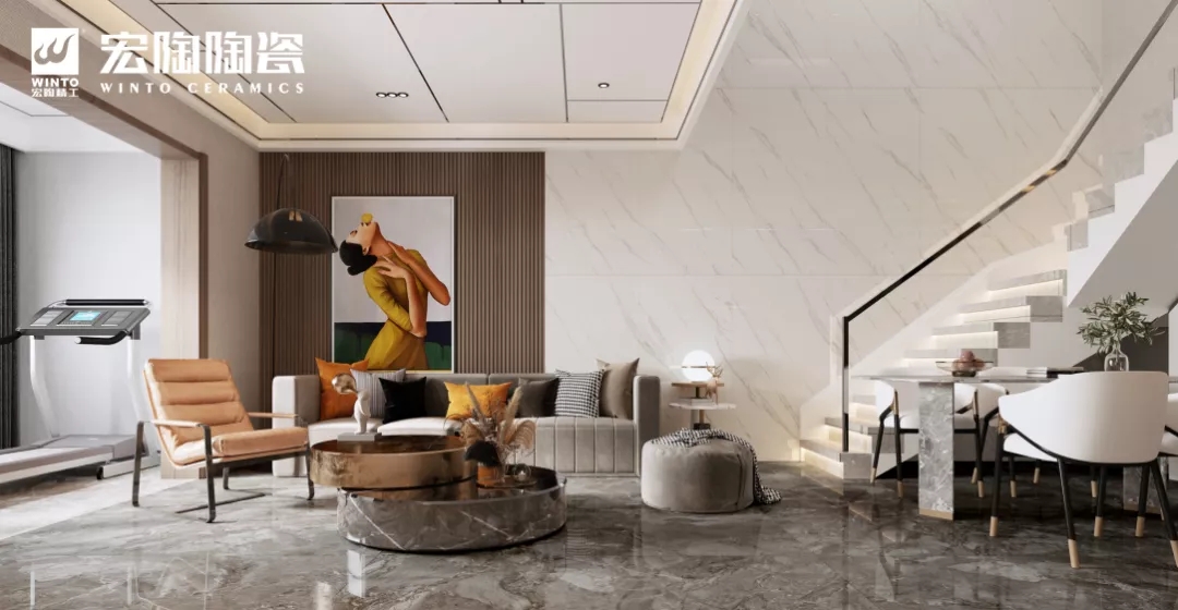 hjc888黄金城海棠白抛釉瓷砖装修效果图 