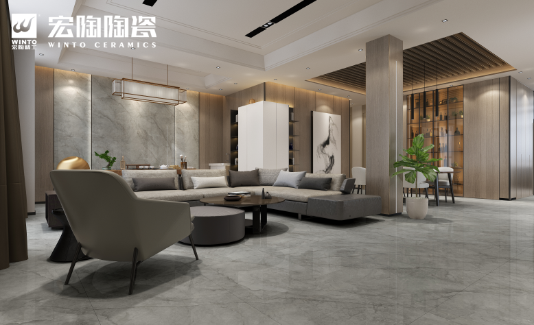 &emsp;hjc888黄金城抛釉砖沃斯特灰装修效果图