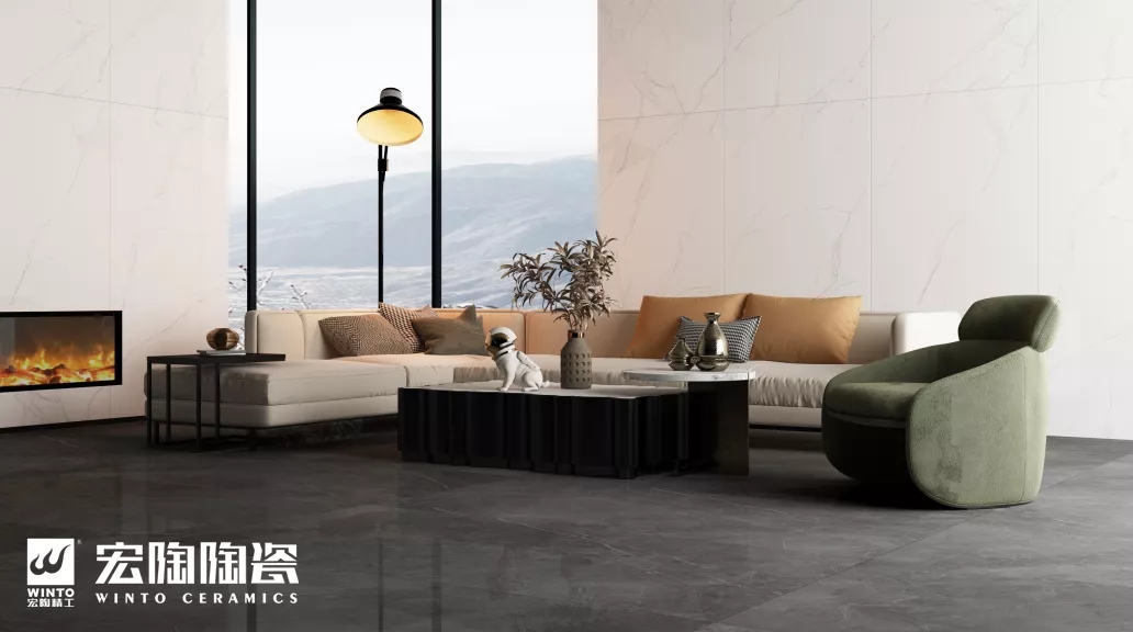 hjc888黄金城抛釉砖西尔圣灰装修效果图