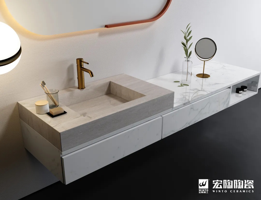 hjc888黄金城岩板洗手间装修效果图