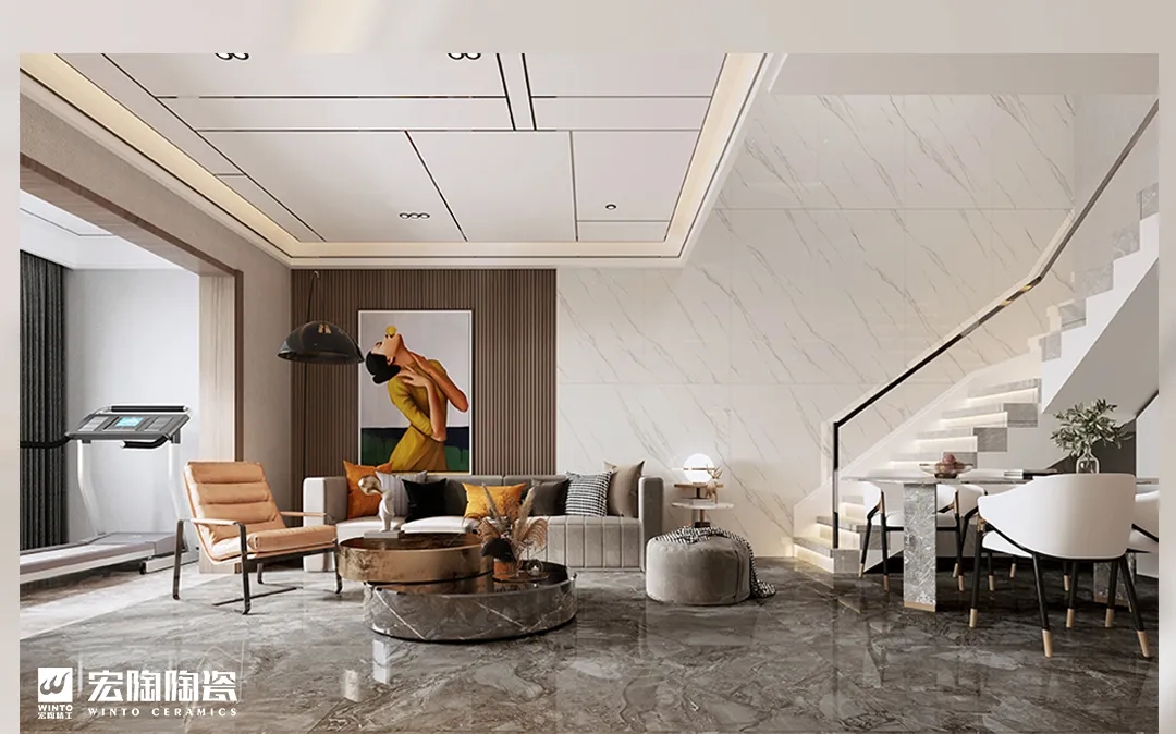 hjc888黄金城海棠白瓷砖地砖客厅装修效果图