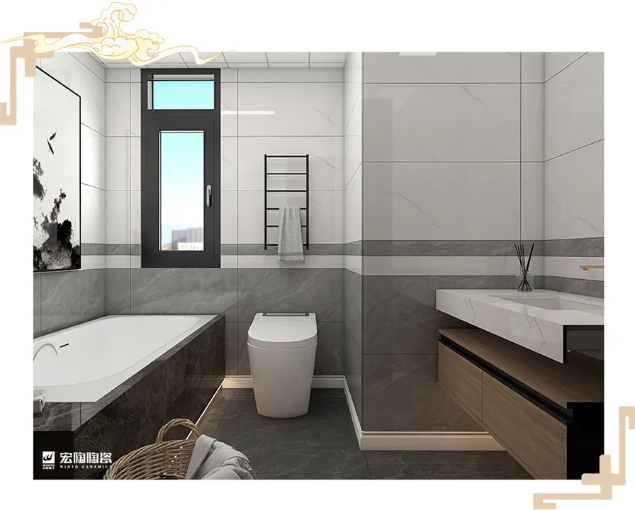 hjc888黄金城岩板TPGR84001+TPGR84012+TPG80225卫浴空间