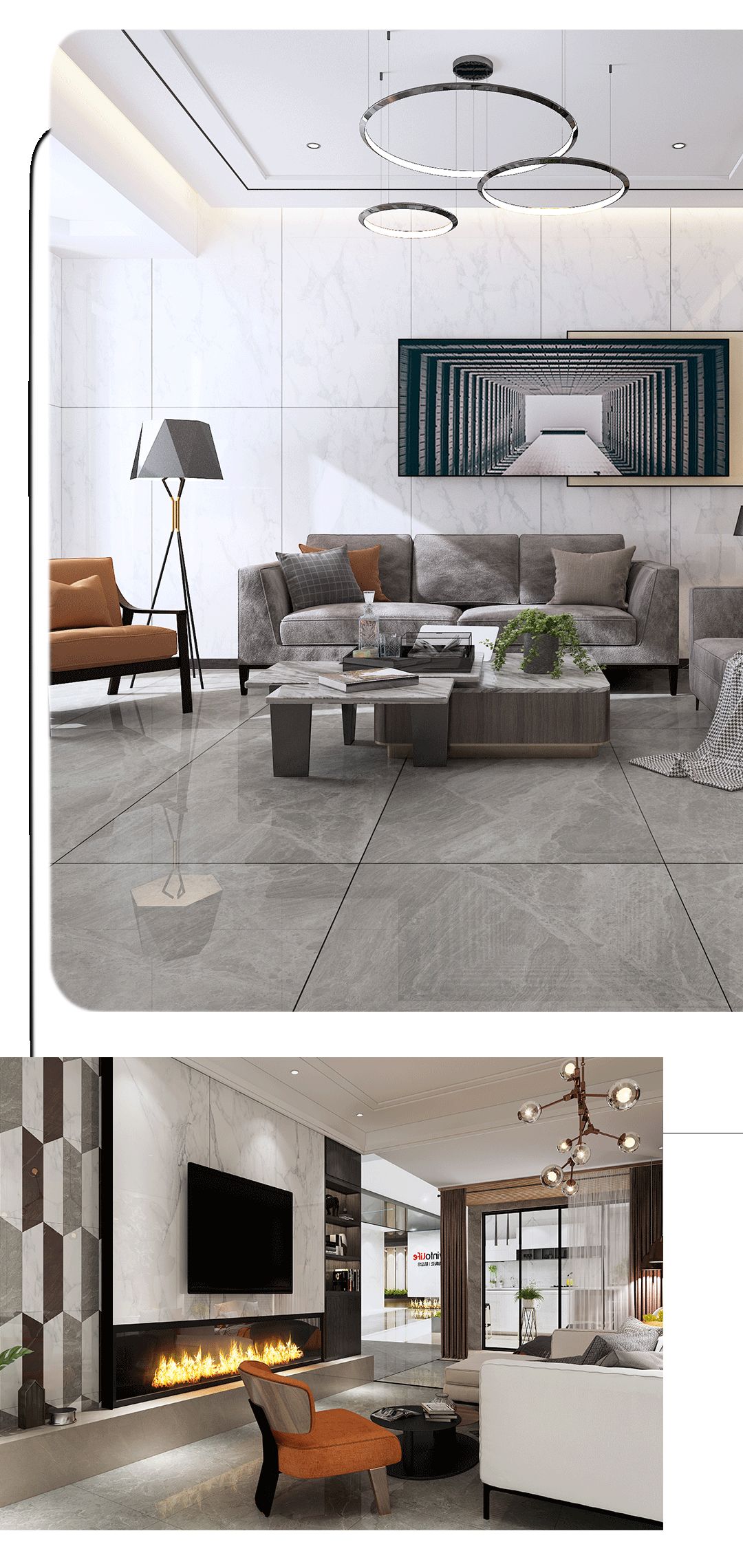 hjc888黄金城900x1800mm陶瓷大板卡拉卡塔白装修效果图