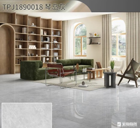 hjc888黄金城琴岛灰陶瓷大板900x1800mm装修效果图