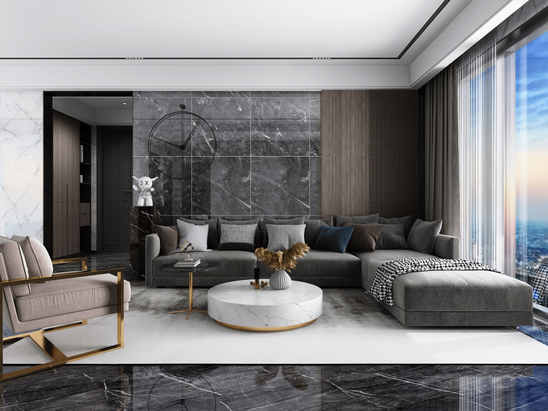 hjc888黄金城800x800mm瓷砖上墙效果图