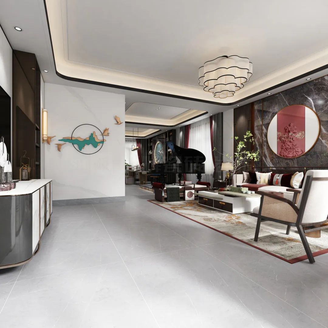 hjc888黄金城地砖细腻潮韵客厅装修效果图