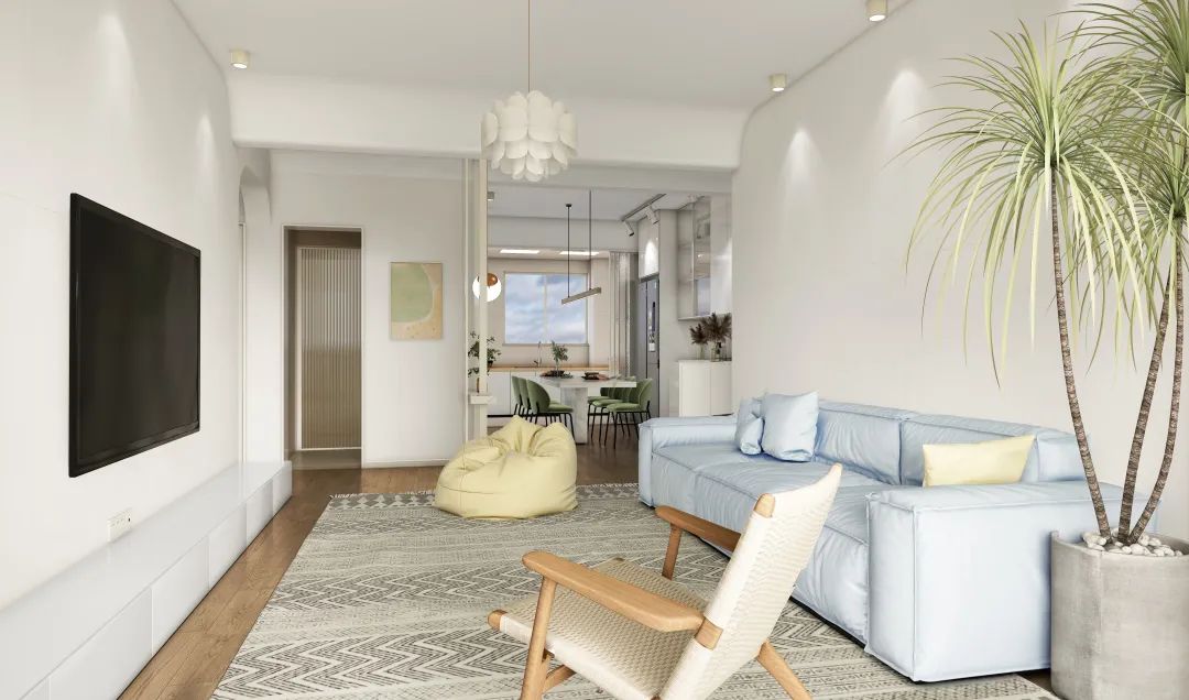 hjc888黄金城莫兰迪色系质感砖客厅效果图