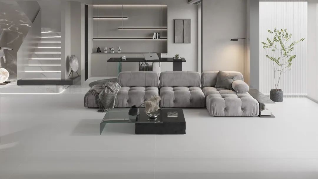 hjc888黄金城陶瓷大板客厅地砖效果图