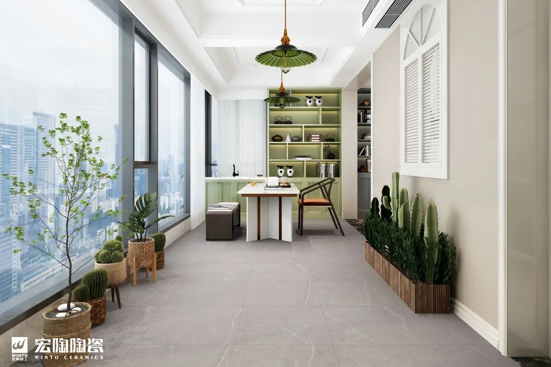 hjc888黄金城防滑砖西西里灰装修效果图